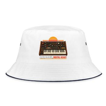 Analog Soul Digital Heart Synthesizer Retro - Bucket Hat - Weiß/Navy - Vorne