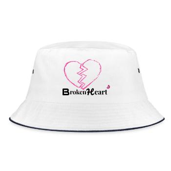 Zerbrochenes Neonherz Pink - Bucket Hat - Weiß/Navy - Vorne