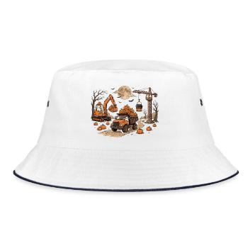 Bau-Halloween-Shirt für Kinder - Bucket Hat - Weiß/Navy - Vorne