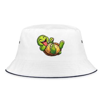 Verspielte Schildkröte  - Bucket Hat - Weiß/Navy - Vorne
