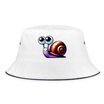 Schnecke - Bucket Hat - Weiß/Navy - Vorne