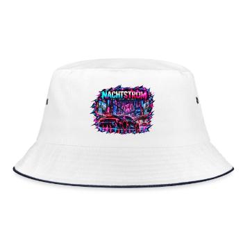 Nachtstrom Neonrenner Stadt - Bucket Hat - Weiß/Navy - Vorne