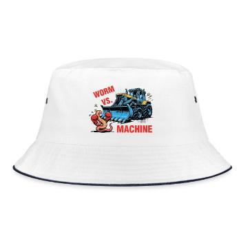 Worm vs Machine Robak Kontra Maszyna - Bucket Hat - Weiß/Navy - Vorne