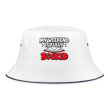 Book Worm Reader Bibliophile Book Nerd Library - Bucket Hat - Weiß/Navy - Vorne