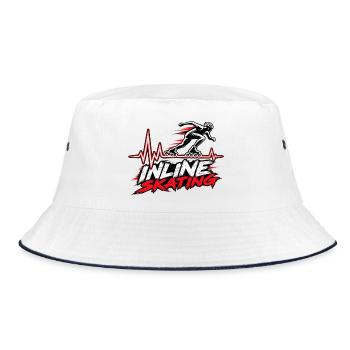 Inline Skating Herzschlag – Skating - Bucket Hat - Weiß/Navy - Vorne