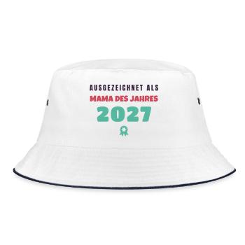 Mama des Jahres 2027 Auszeichnung Muttertag - Bucket Hat - Weiß/Navy - Vorne