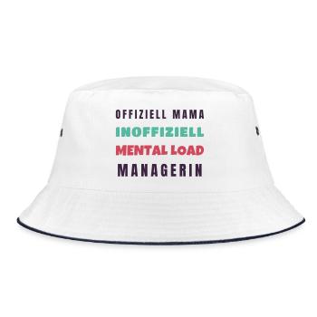 Offiziell Mama inoffiziell Mental Load - Bucket Hat - Weiß/Navy - Vorne