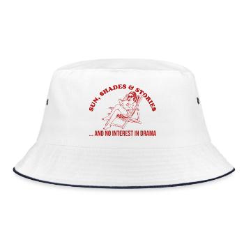 Sun and Reading No Drama Retro Lesen - Bucket Hat - Weiß/Navy - Vorne