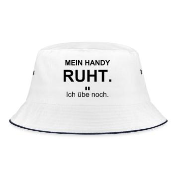 Mein Handy ruht – Ich übe noch – schwarz - Bucket Hat - Weiß/Navy - Vorne