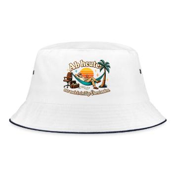 Rente Ruhestand Abschiedsgeschenk Kollege - Bucket Hat - Weiß/Navy - Vorne