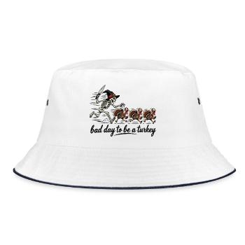 Schlechter Tag, um ein Truthahn zu sein Lustiges Thanksgiving-Hallowee - Bucket Hat - Weiß/Navy - Vorne