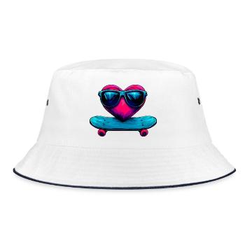 Skate Love Rider - Bucket Hat - Weiß/Navy - Vorne