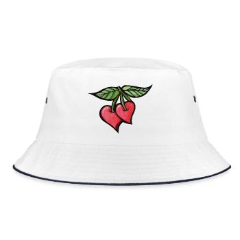 Cherries Aquarell Duo - Bucket Hat - Weiß/Navy - Vorne