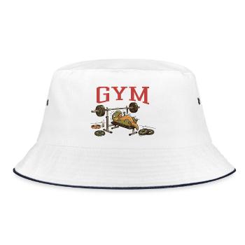 T-Rex Bankdrücken Gym Dinosaurier Humor - Bucket Hat - Weiß/Navy - Vorne
