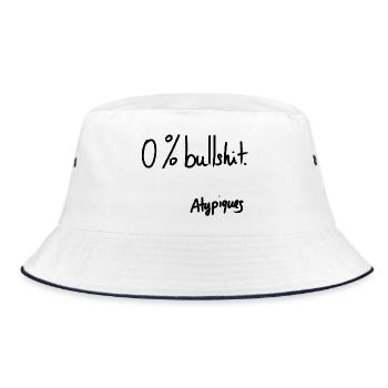 0% Bullshit – Atypische Sammlung - Bucket Hat - Weiß/Navy - Vorne