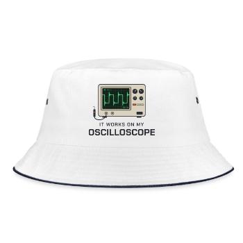 Es funktioniert an meinem Oszilloskop - Bucket Hat - Weiß/Navy - Vorne