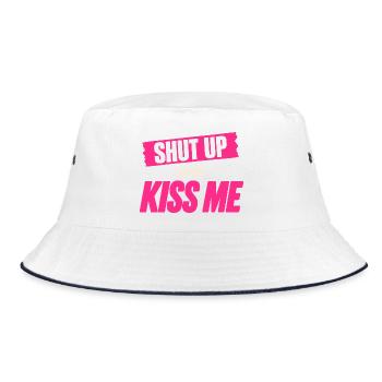 Shut Up And Kiss Me Küss Mich Einfach Valentinstag - Bucket Hat - Weiß/Navy - Vorne
