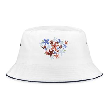 Aquarell Blumen - Bucket Hat - Weiß/Navy - Vorne