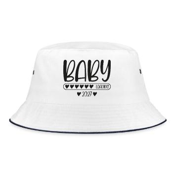 Baby 2027 Loading Schwangerschaft verkünden  - Bucket Hat - Weiß/Navy - Vorne