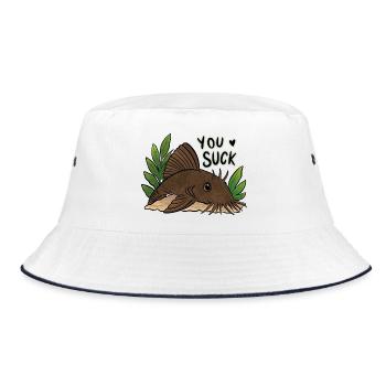 Plecko Meme Du bist schlecht - Bucket Hat - Weiß/Navy - Vorne