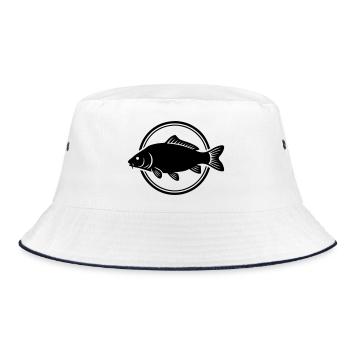 Karpfen Fisch Kreis Logo - Bucket Hat - Weiß/Navy - Vorne