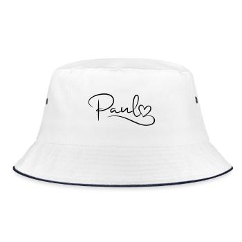 Paul Last Name First Name Heart Decor - Bucket Hat - white/navy - Front