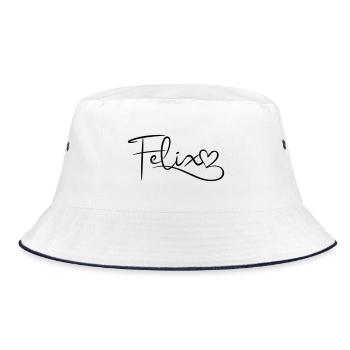 Felix Name Vorname Herzdekor - Bucket Hat - Weiß/Navy - Vorne