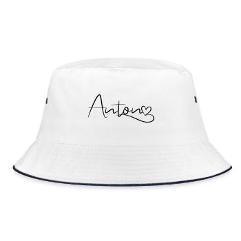 Anton Last Name First Name Heart Decor - Bucket Hat - white/navy - Front