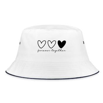 3 Herzen Partner Teil 1 von 3 - Bucket Hat - Weiß/Navy - Vorne