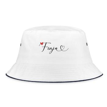 Finja Surname First name Calligraphy Heart - Bucket Hat - white/navy - Front