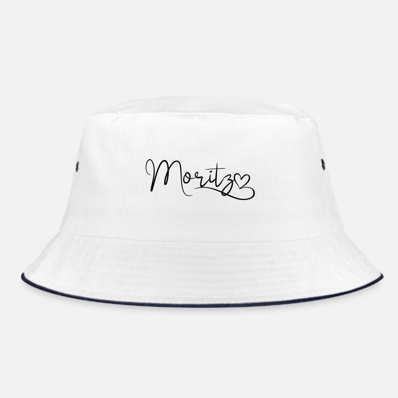 Moritz Name Vorname Herzdekor - Bucket Hat - Weiß/Navy