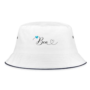 Ben Surname First name Calligraphy Heart - Bucket Hat - white/navy - Front
