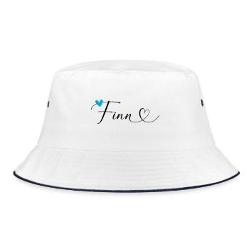 Finn Nom Prénom Calligraphie Coeur - Bob - blanc/marine - Devant