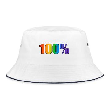 100 percent gay LGBT Pride rainbow text - Bucket Hat - white/navy - Front