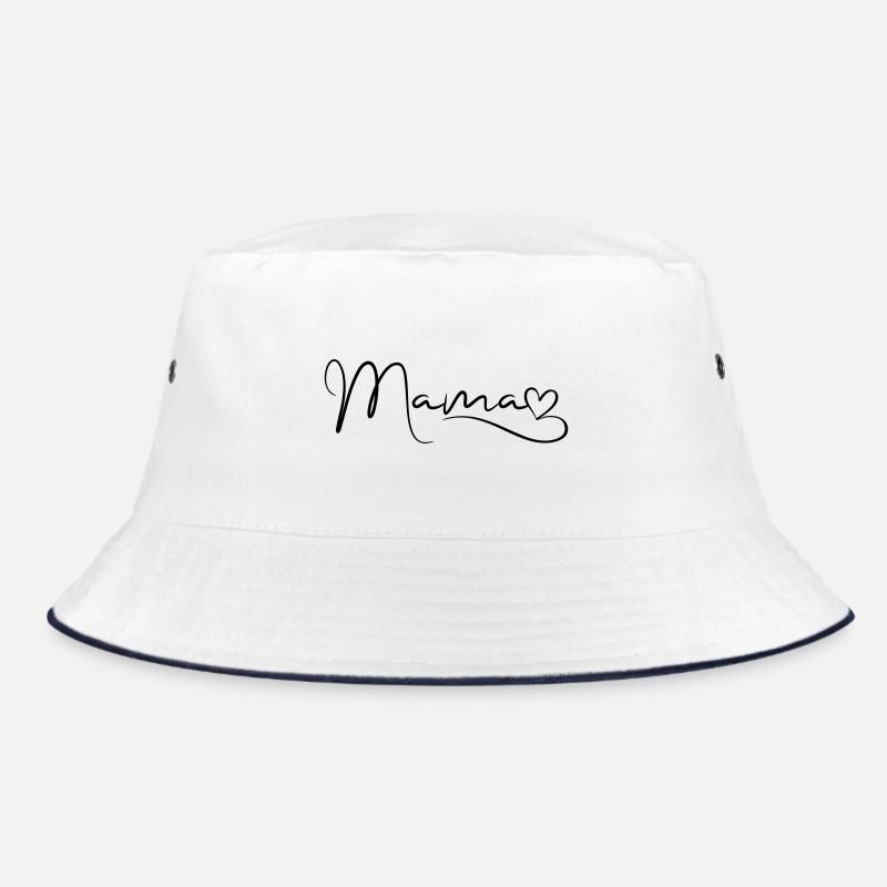 Mama Schrift mit Herz - Bucket Hat - Weiß/Navy