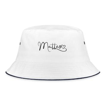 Matteo Last name First name Heart décor - Bucket Hat - white/navy - Front