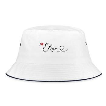 Elisa Nom Prénom Calligraphie Coeur - Bob - blanc/marine - Devant