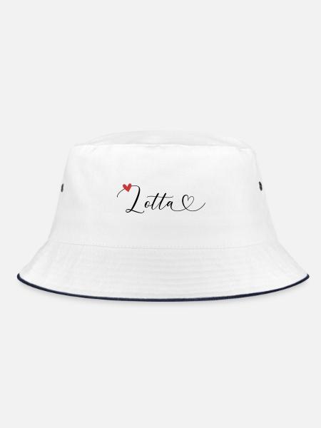 Lotta Name Vorname Kalligrafieherz - Bucket Hat - Weiß/Navy - Vorne