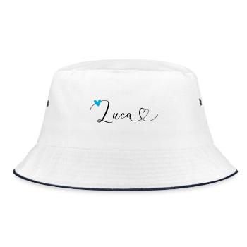 Luca Nom Prénom Calligraphie Coeur - Bob - blanc/marine - Devant