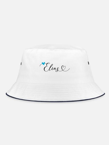 Elias Nom Prénom Calligraphie Coeur - Bob - blanc/marine - Devant