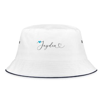 Jayden Name Vorname Kalligrafieherz - Bucket Hat - Weiß/Navy - Vorne