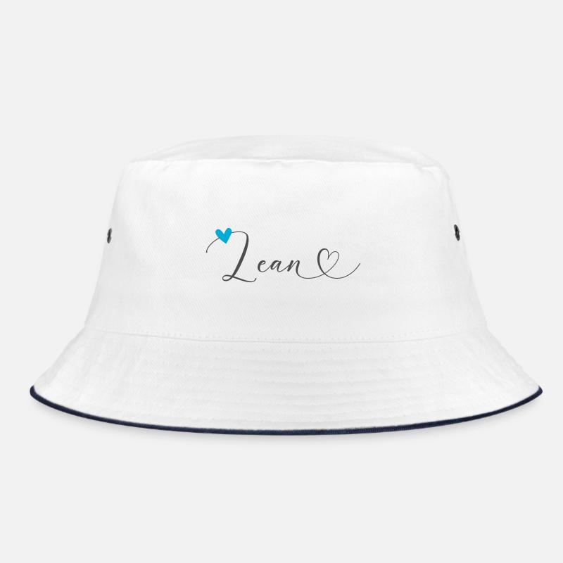 Lean Name First Name Calligraphy Heart Bucket Hat