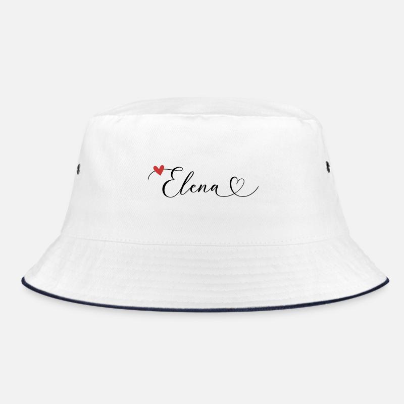 Elena Surname First name Calligraphy Heart Bucket Hat