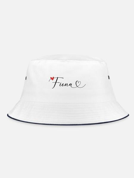 Fiona Nom Prénom Calligraphie coeur - Bob - blanc/marine - Devant