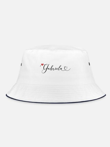 Gabriela Surname First name Calligraphy Heart - Bucket Hat - white/navy - Front