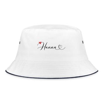 Hanna Name Vorname Kalligrafieherz - Bucket Hat - Weiß/Navy - Vorne