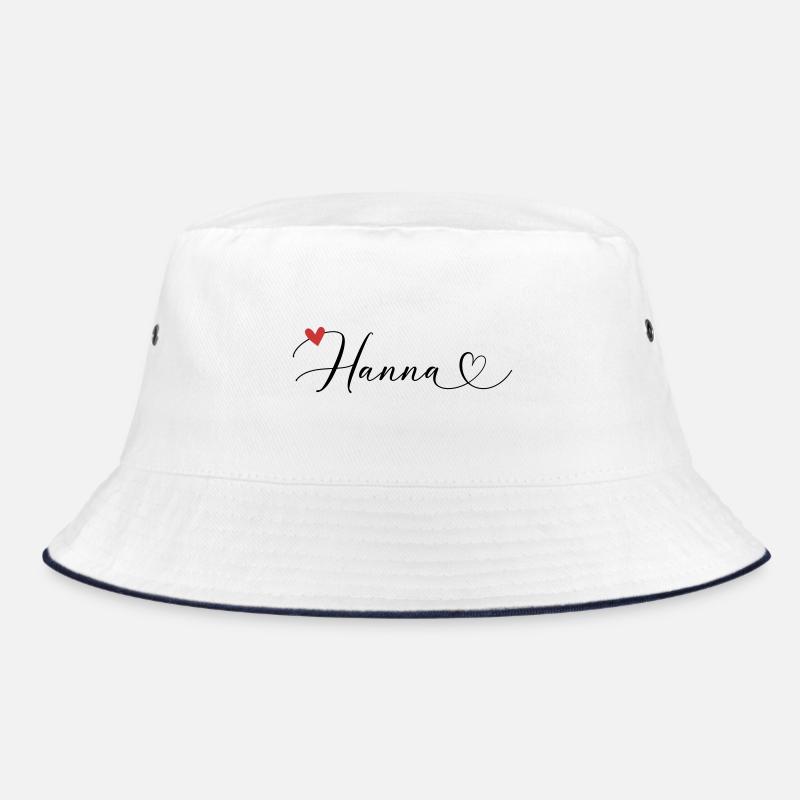 Hanna Last name First name Calligraphy heart - Bucket Hat - white/navy