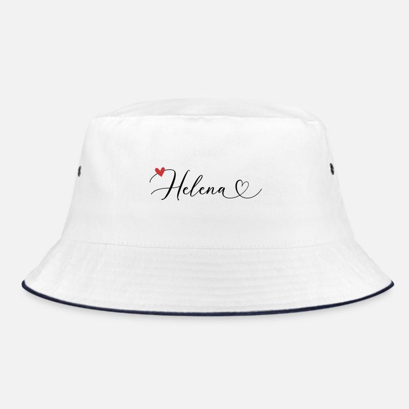 Helena Last name First name Calligraphy heart Bucket Hat