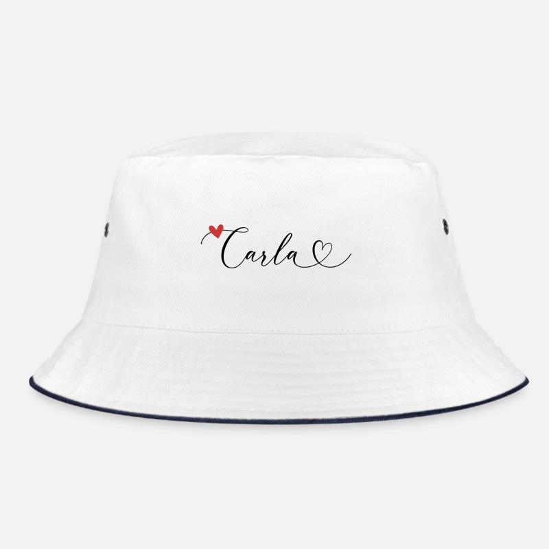 Carla Surname First name Calligraphy Heart Bucket Hat
