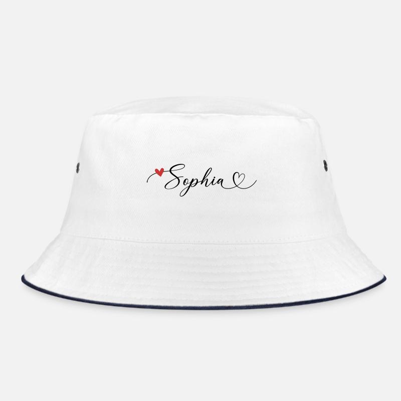 Sophia Surname First name Calligraphy Heart Bucket Hat